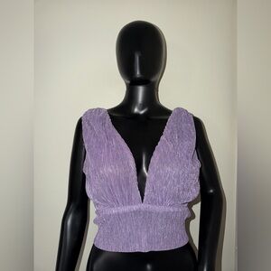 NWOT Akira Purple Sparkly Pleated Top